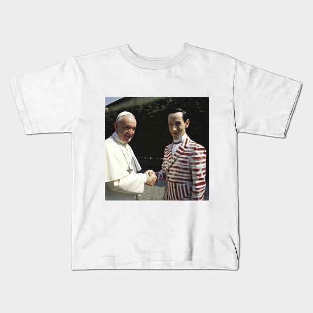 Pee Wee Herman with Pope Francis Kids T-Shirt by Maverick Media